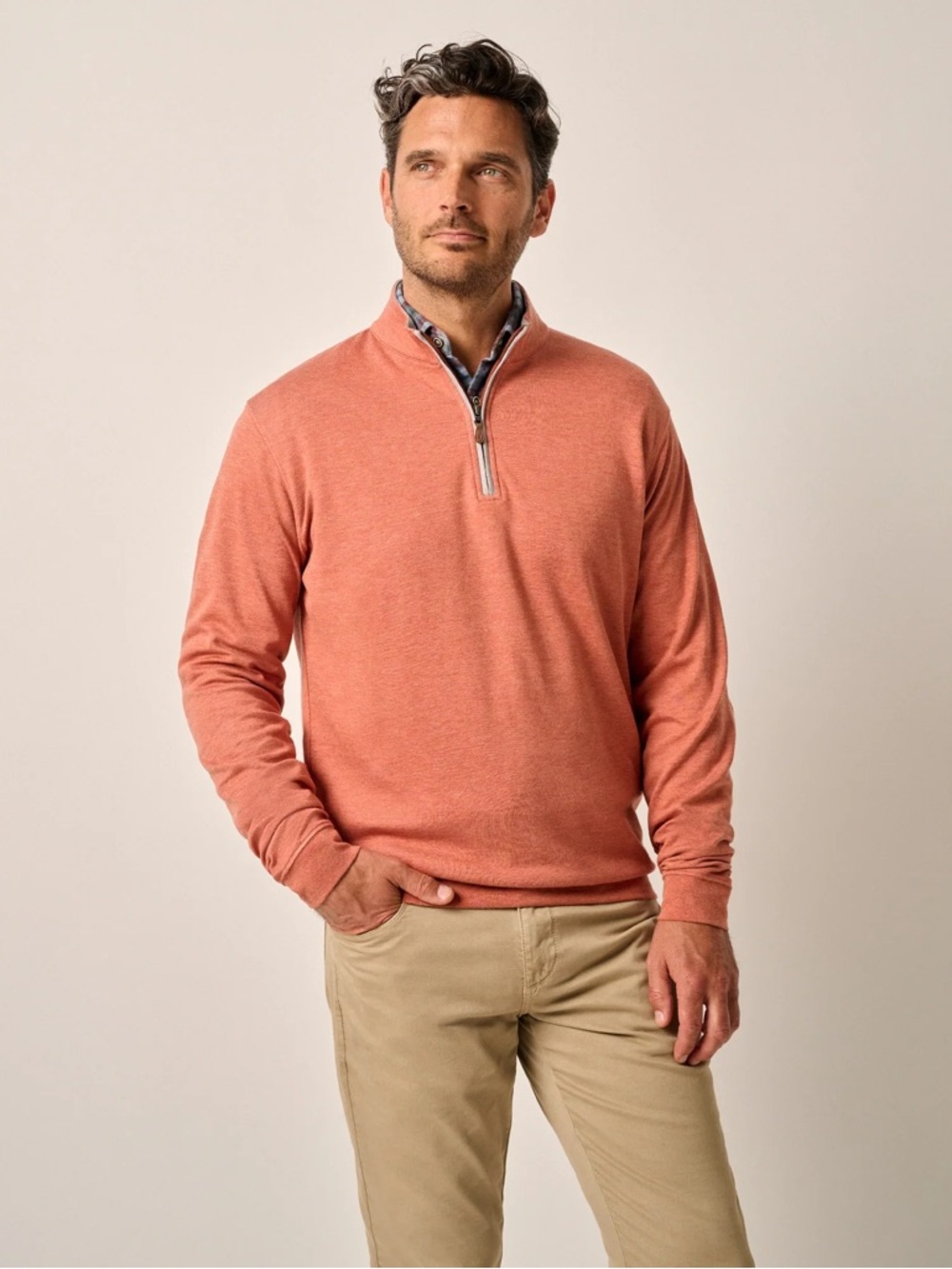 Johnnie-O Men's Sully Quarter Zip Pullover Size XL Rust Orange Sweater Golf